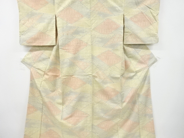 SALE!! JAPANESE KIMONO / ANTIQUE KIMONO / SILK / TOKAMACHI TSUMUGI / WOVEN GEOMETRIC PATTERN