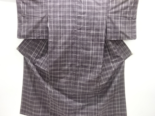 SALE!! JAPANESE KIMONO / ANTIQUE KIMONO / SILK / TSUMUGI / WOVEN GRID