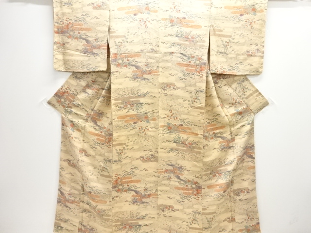 SALE!! JAPANESE KIMONO / KOMON / CHIRIMEN / PLANT DYES / FLORAL PLANTS