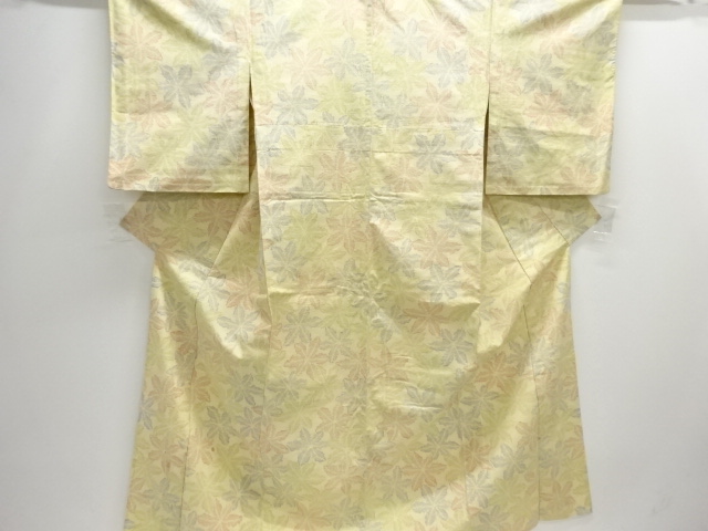 SALE!! JAPANESE KIMONO / ANTIQUE HITOE KIMONO / SILK / TOKAMACHI TSUMUGI / WOVEN LEAVES