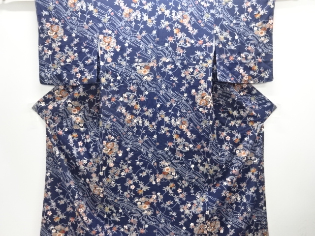 JAPANESE KIMONO / KOMON / UNUSED / FLOWER ROUNDEL