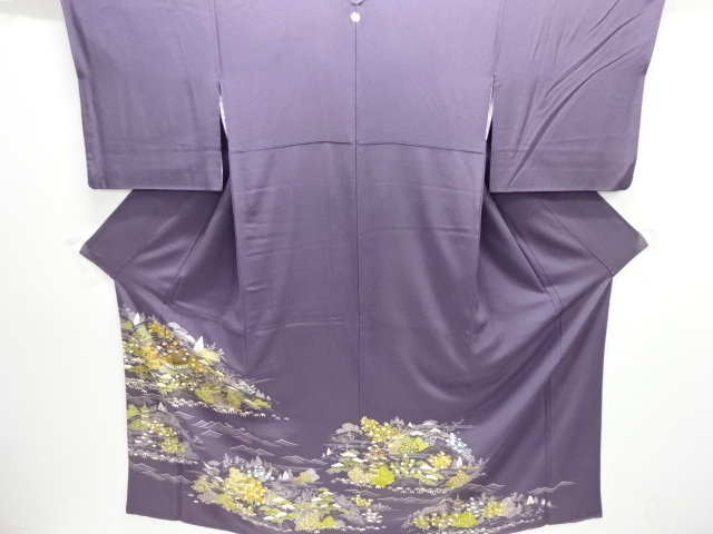 SALE!! JAPANESE KIMONO / IRO TOMESODE / SILK / EMBROIDERY / SCENERY OF HOUSES