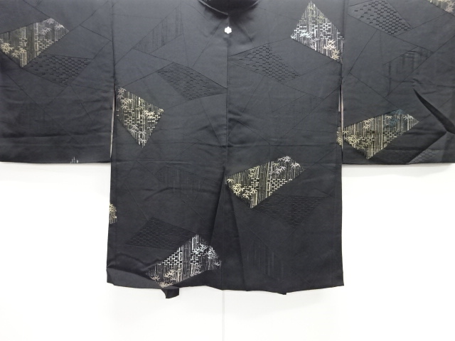 大正ロマン　竹笹模様織出し一ツ紋羽織