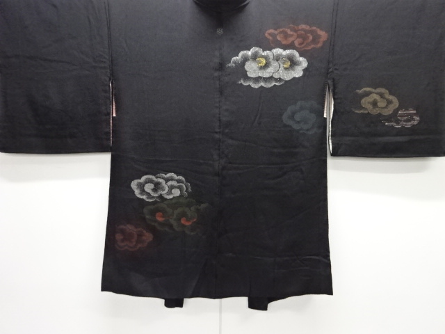 大正ロマン　瑞雲模様織出し漆一ツ紋絵羽織