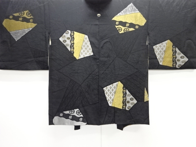 大正ロマン　花唐草模様織出し一ツ紋羽織