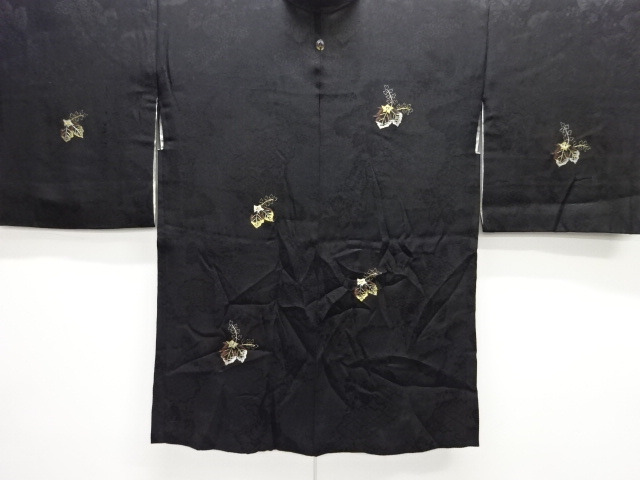 大正ロマン　紋錦紗桐模様織出し漆一ツ紋羽織