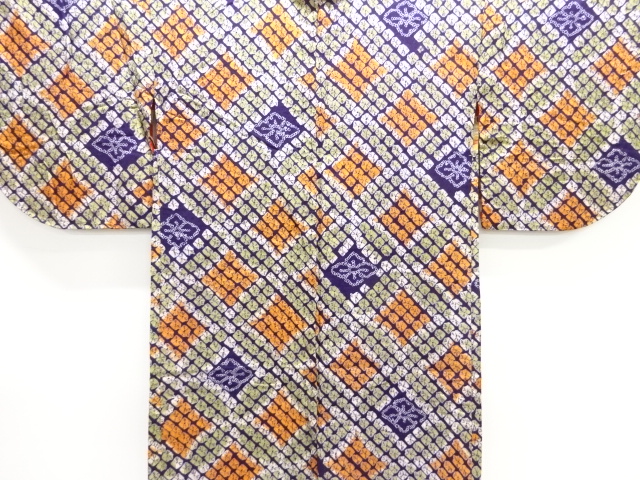 アンティーク　本絞り花七宝模様長羽織