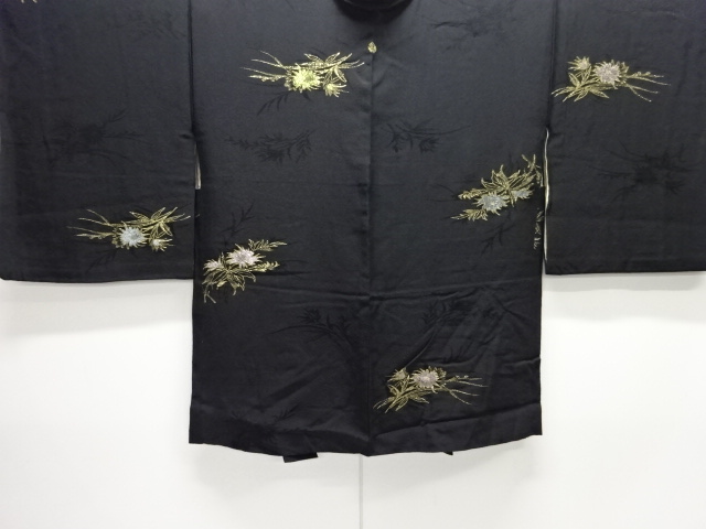 大正ロマン　花模様織出し一ツ紋羽織