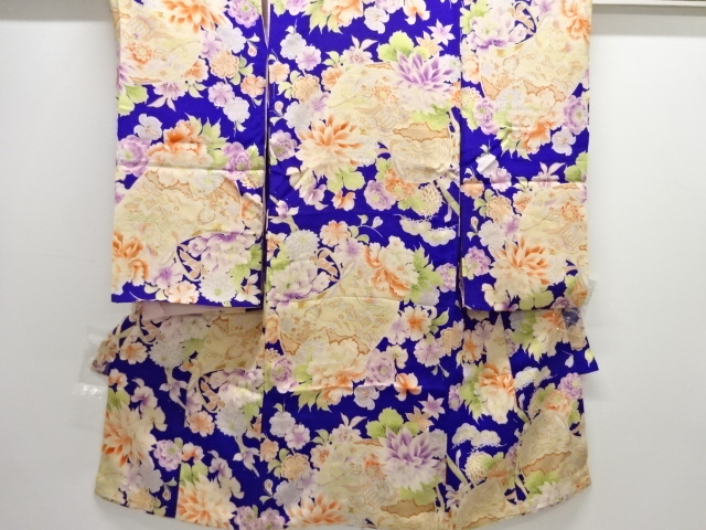 アンティーク　錦紗花模様着物