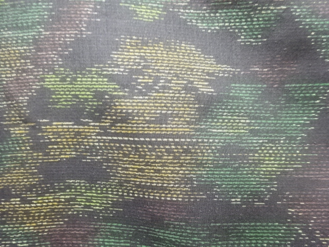 アンティーク　抽象風景模様織り出し本場泥大島紬着物