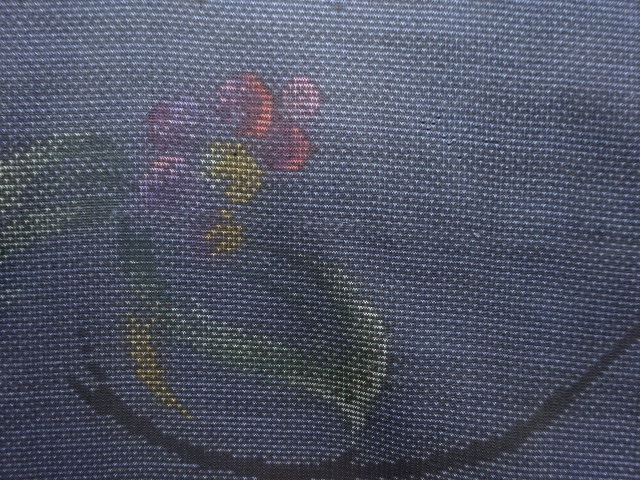 アンティーク　草の実模様織り出し本場泥大島紬着物(7マルキ)