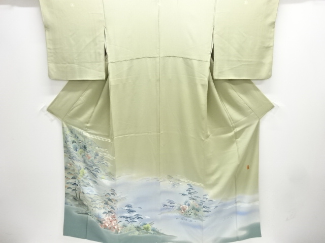 SALE!! JAPANESE KIMONO / TOMESODE / HAND PAINTED YUZEN / PAGODA / ARTIST WORK