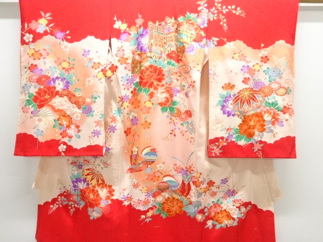 SALE!! JAPANESE KIMONO / ANTIQUE KIMONO / SILK / CARRIAGE & MANDARIN DUCKS