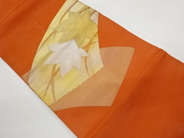 SALE!! JAPANESE KIMONO / VINTAGE NAGOYA OBI / FOR SUMMER / WOVEN MAPLE LEAVES