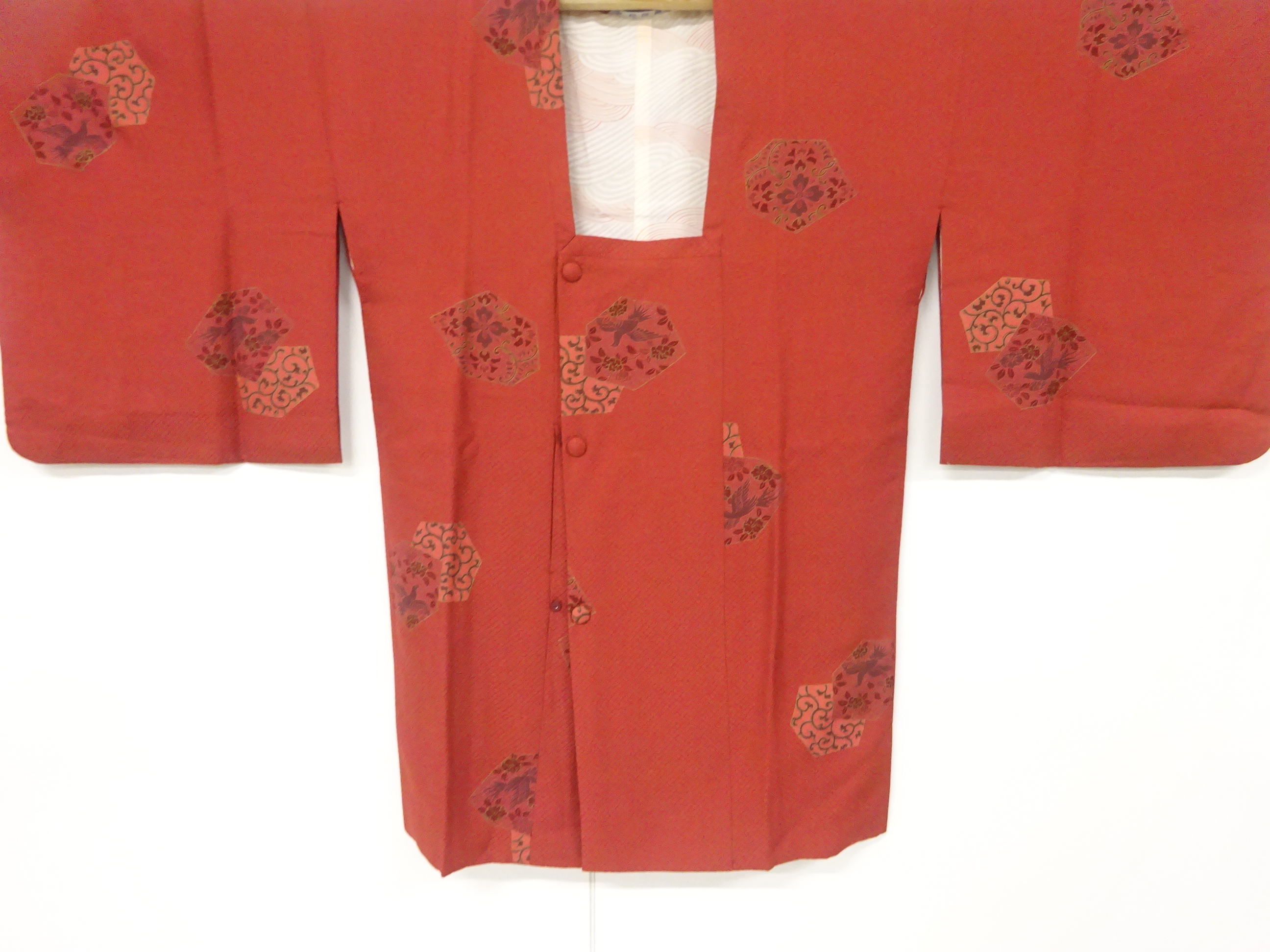 SALE!! JAPANESE KIMONO / VINTAGE MICHIYUKI COAT / ABSTRACT KIKKO PATTERN