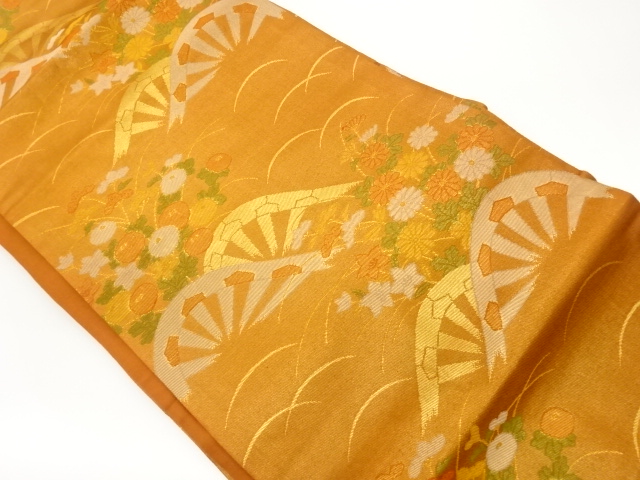SALE!! JAPANESE KIMONO / VINTAGE NAGOYA OBI / WOVEN GENJIGURUMA & AUTUMN FLOWERS