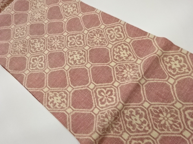SALE!! JAPANESE KIMONO / VINTAGE FUKURO OBI / TSUMUGI / WOVEN ABSTRACT SHOKKOMON PATTERN