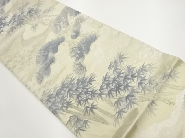松竹に色紙散らし模様織出し袋帯