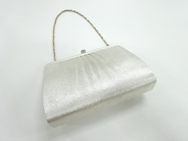 リサイクル　銀糸線描き模様織出し和装バッグ