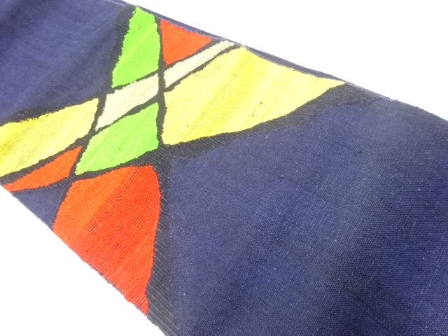 SALE!! JAPANESE KIMONO / ANTIQUE NAGOYA OBI / SILK / HAND WOVEN / MAWATA TSUMUGI / ABSTRACT PATTERN