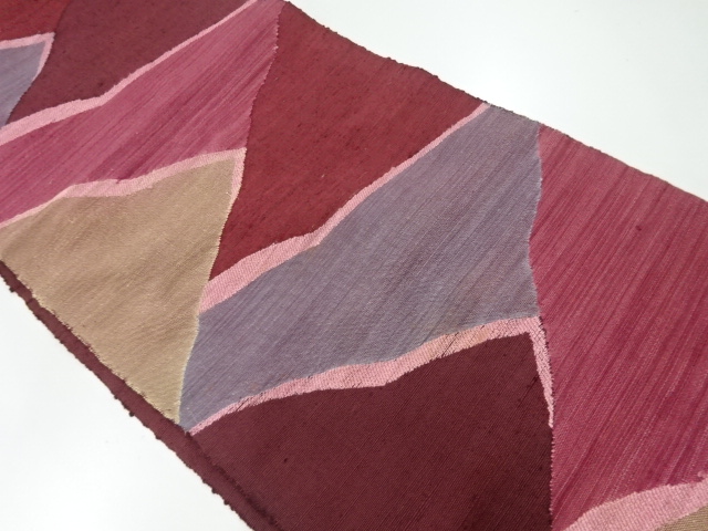 SALE!! JAPANESE KIMONO / ANTIQUE NAGOYA OBI / SILK / TSUMUGI / WOVEN ABSTRACT PATTERN