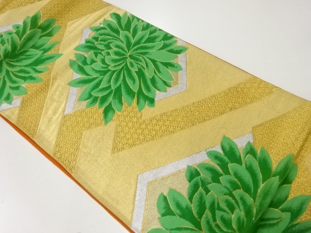 SALE!! JAPANESE KIMONO / ANTIQUE FUKURO OBI / SILK / WOVEN KIKU