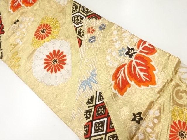 SALE!! JAPANESE KIMONO / ANTIQUE NAGOYA OBI / WOVEN KIKU
