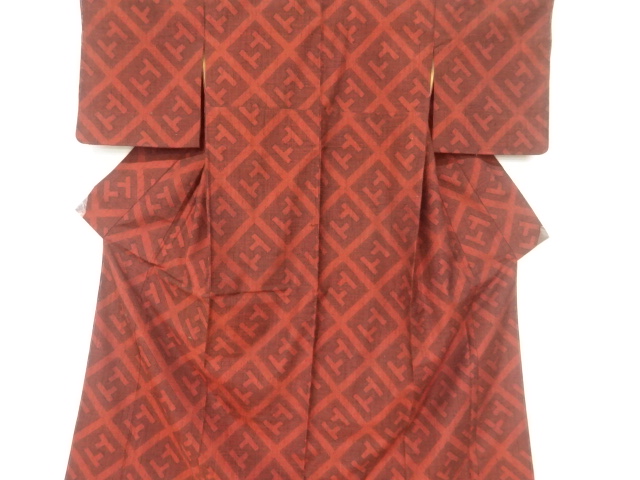 SALE!! JAPANESE KIMONO / ANTIQUE KIMONO / SILK / TSUMUGI / WOVEN RHOMBUS