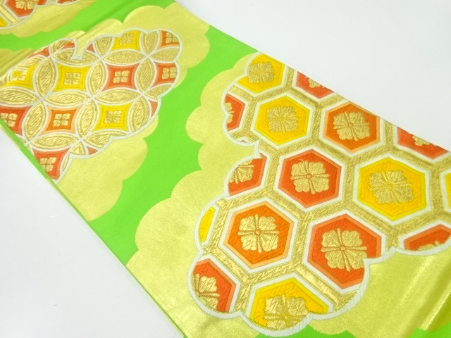SALE!! JAPANESE KIMONO / ANTIQUE FUKURO OBI / SILK / WOVEN CLOUD & CLASSICAL PATTERN
