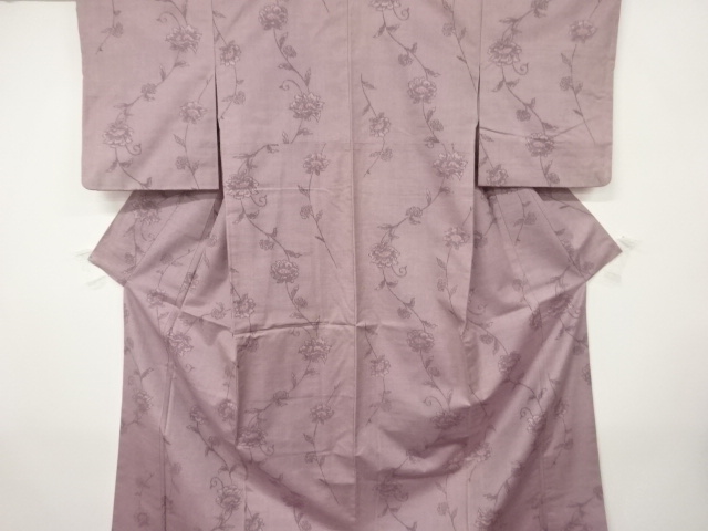 SALE!! JAPANESE KIMONO / ANTIQUE KIMONO / SILK / TSUMUGI / WOVEN FLORAL ARABESQUE