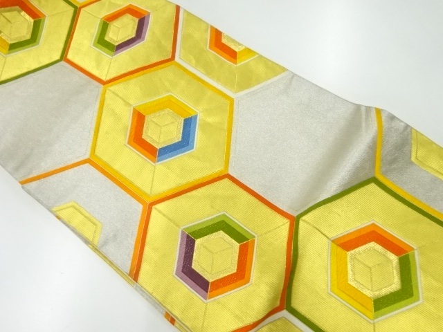 SALE!! JAPANESE KIMONO / ANTIQUE FUKURO OBI / SILK / WOVEN KIKKO PATTERN