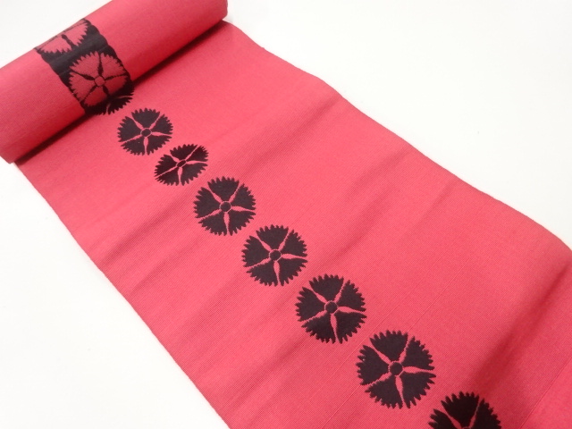 SALE!! JAPANESE KIMONO / ANTIQUE BOLT FOR OBI / WOVEN NADESHIKO FLOWER