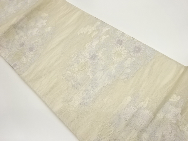 SALE!! JAPANESE FUKURO OBI FOR SUMMER / WOVEN FLORAL PLANTS