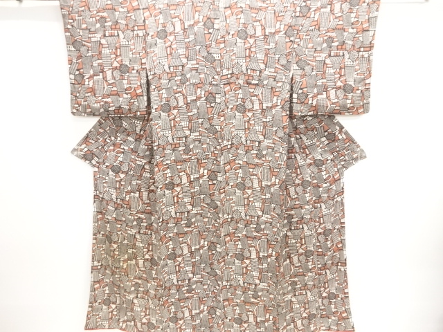 SALE!! JAPANESE KIMONO / SILK / KINSHA / TAISHO ROMAN STYLE / SCENERY OF HOUSES