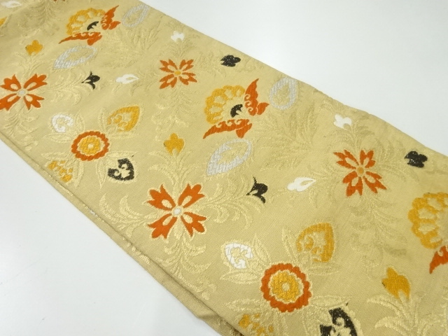 SALE!! JAPANESE KIMONO / ANTIQUE NAGOYA OBI / SILK / WOVEN FLOWER