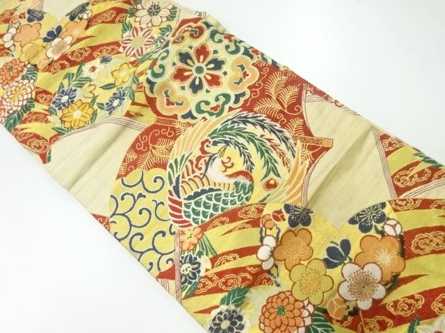 SALE!! JAPANESE KIMONO / ANTIQUE NAGOYA OBI / SILK / WOVEN FLOWER & BIRD