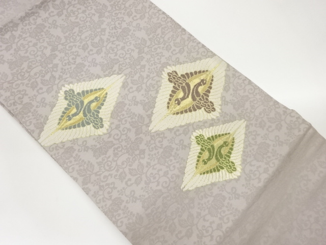 SALE!! JAPANESE NAGOYA OBI / WOVEN RHOMBUS & CRANES