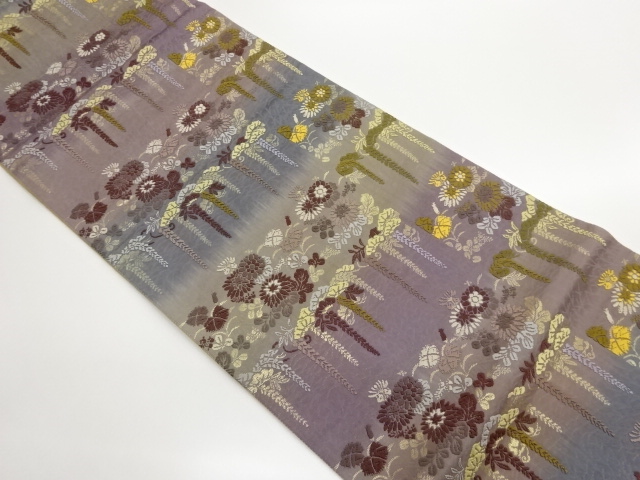 SALE!! JAPANESE FUKURO OBI / KARA-ORI / WOVEN AUTUMN FLOWERS