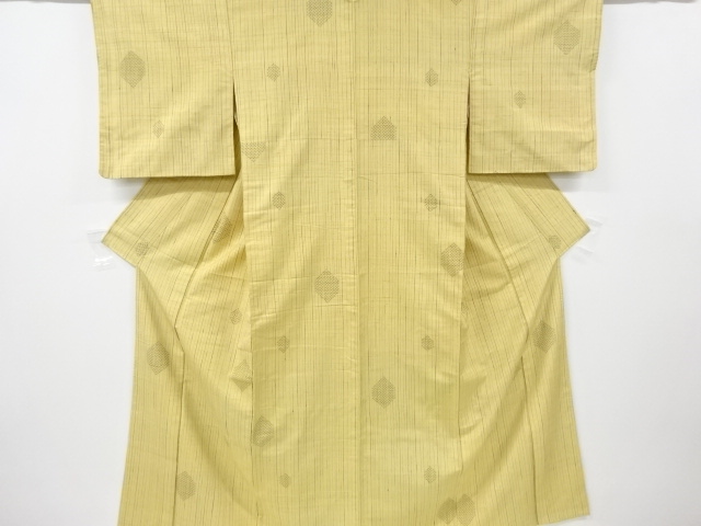 SALE!! JAPANESE KIMONO / ANTIQUE KIMONO / SILK / HAND WOVEN TSUMUGI / STRIPE &amp; CROSS KASURI