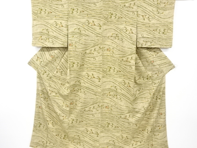 SALE!! JAPANESE KIMONO / VINTAGE KOMON KIMONO / SILK / STREAM & FLOWER