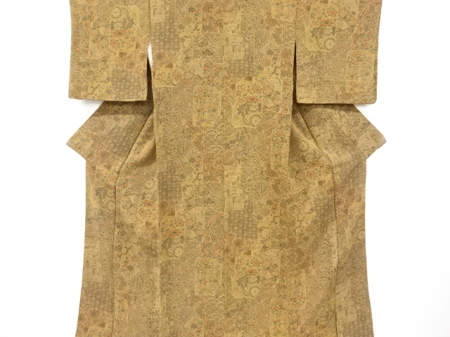 SALE!! JAPANESE KIMONO / VINTAGE KOMON KIMONO / SILK / CHIRIMEN / FLORAL CART