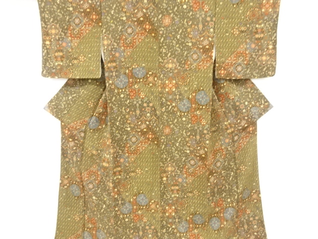 SALE!! JAPANESE KIMONO / VINTAGE KOMON KIMONO / SILK / CHIRIMEN / FLOWER CREST