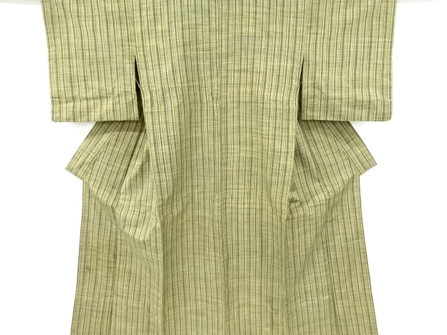 SALE!! JAPANESE KIMONO / ANTIQUE HITOE KIMONO / SILK / HAND WOVEN TSUMUGI / STRIPE