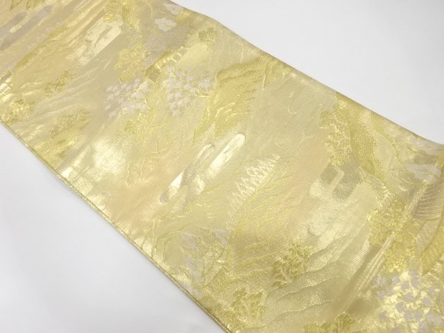 SALE!! JAPANESE KIMONO / FUKURO OBI / SILK / WOVEN SCENERY OF TEMPLES
