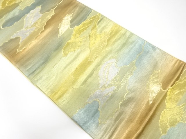 SALE!! JAPANESE KIMONO / UNUSED FUKURO OBI (NON-TAILORED) / SILK / WOVEN CLOUDS & STREAM 