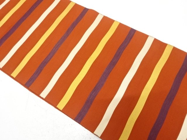 SALE!! JAPANESE KIMONO / ANTIQUE NAGOYA OBI / SILK / WOVEN WAVY STRIPE