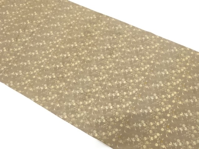 SALE!! JAPANESE KIMONO / ANTIQUE MARU OBI / SILK / WOVEN KIKU & DIAGONAL GRID