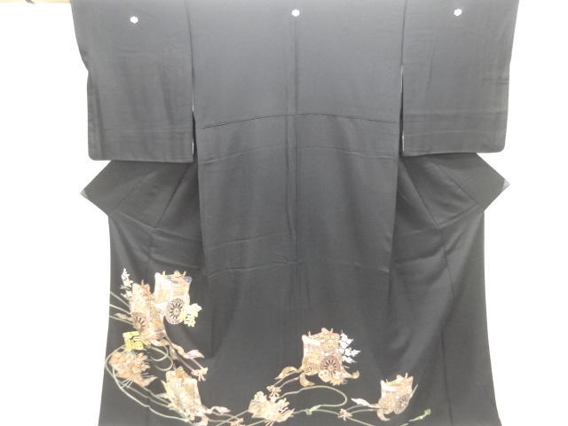 SALE!! JAPANESE KIMONO / TOMESODE / SILK / EMBROIDERY / CARRIAGE & CHARACTERS