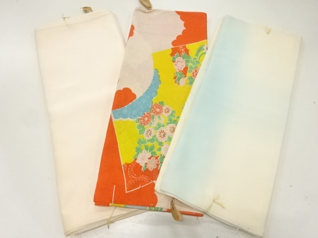 SALE!! JAPANESE KIMONO / ANTIQUE ARAIHARI FOR UPPER LINING & LINING FOR SHOULDER AREA & HAKKAKE / SILK / SET OF 3