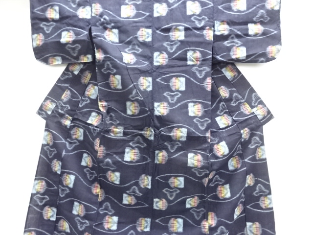 SALE!! JAPANESE KIMONO / ANTIQUE HITOE KIMONO / COTTON / KURUME KASURI / ABSTRACT PATTERN